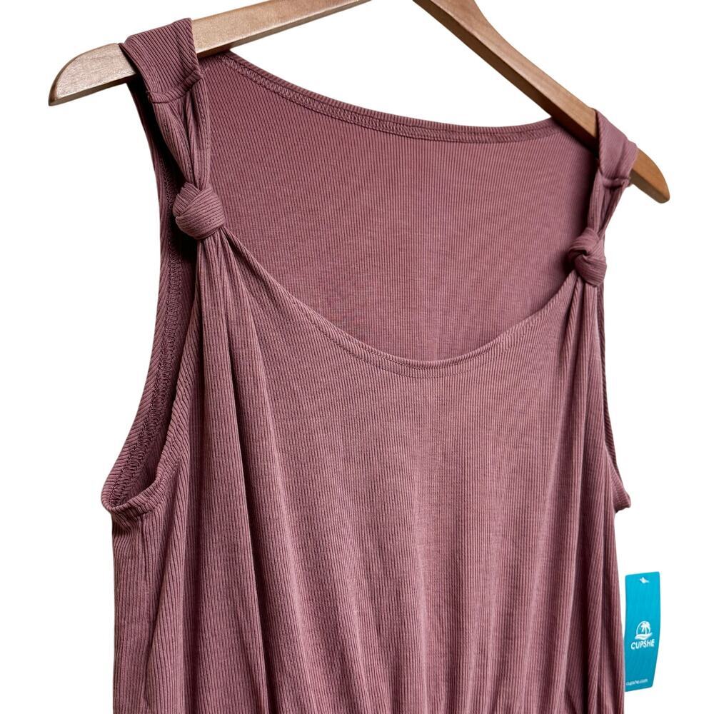 Cupshe Ribbed Knit Romper XL Pink Knot Strap Sleeveless Casual - Picture 7 of 9